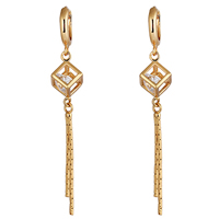 Gets® Jewelry Earring, Brass, 18K gold plated, with cubic zirconia, nickel, lead & cadmium free, 8x53mm, Sold By Pair