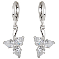 Gets® Jewelry Earring, Brass, platinum plated, with cubic zirconia, nickel, lead & cadmium free, 29x12mm, Sold By Pair