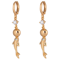 Gets® Jewelry Earring, Brass, Dolphin, 18K gold plated, with cubic zirconia, nickel, lead & cadmium free, 44mm, Sold By Pair