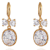 Gets® Jewelry Earring, Brass, 18K gold plated, with cubic zirconia, nickel, lead & cadmium free, 32x12mm, Sold By Pair