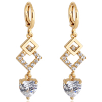 Gets® Jewelry Earring, Brass, 18K gold plated, with cubic zirconia, nickel, lead & cadmium free, 40x8mm, Sold By Pair