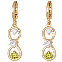 Gets® Jewelry Earring, Brass, Number 8, 18K gold plated, with cubic zirconia, nickel, lead & cadmium free, 34x9mm, Sold By Pair