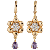 Gets® Jewelry Earring, Brass, 18K gold plated, with cubic zirconia, nickel, lead & cadmium free, 41x14mm, Sold By Pair