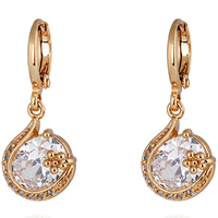 Gets® Jewelry Earring, Brass, 18K gold plated, with cubic zirconia, nickel, lead & cadmium free, 26x12mm, Sold By Pair