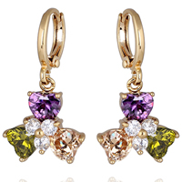 Gets® Jewelry Earring, Brass, 18K gold plated, with cubic zirconia, nickel, lead & cadmium free, 26x15mm, Sold By Pair