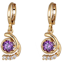 Gets® Jewelry Earring, Brass, 18K gold plated, with cubic zirconia, nickel, lead & cadmium free, 25x10mm, Sold By Pair