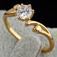 Gets® палец кольцо, Латунь, 18K золотым напылением, с кубическим цирконием, не содержит никель, свинец, 5mm, размер:6.5, продается PC
