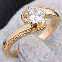 Bliver® Finger Ring, Messing, 18K forgyldt, med cubic zirconia, nikkel, bly & cadmium fri, 5mm, Størrelse:7.5, Solgt af PC