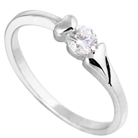 Gets® Finger Ring, Brass, platinum plated, with cubic zirconia, nickel, lead & cadmium free, 4mm, US Ring Size:7.5, Sold By PC