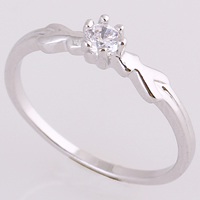 Gets® Finger Ring Brass platinum plated with cubic zirconia nickel lead & cadmium free 4mm US Ring Sold By PC