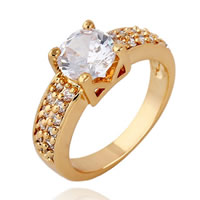 Gets® палец кольцо, Латунь, 18K золотым напылением, с кубическим цирконием, не содержит никель, свинец, 7mm, размер:8, продается PC