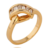Gets® Finger Ring Brass 18K gold plated with cubic zirconia nickel lead & cadmium free 12mm US Ring Sold By PC