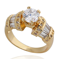 Gets® Finger Ring, Messing, 18 K vergoldet, mit kubischem Zirkonia, frei von Nickel, Blei & Kadmium, 10mm, Größe:8, verkauft von PC
