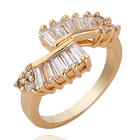 Gets® палец кольцо, Латунь, 18K золотым напылением, с кубическим цирконием, не содержит никель, свинец, 20mm, размер:7, продается PC