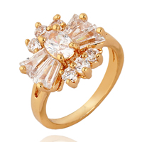 Gets® Finger Ring Brass Flower 18K gold plated with cubic zirconia nickel lead & cadmium free 13mm US Ring Sold By PC