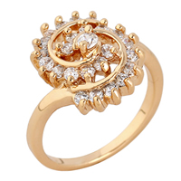 Gets® Finger Ring, Brass, 18K gold plated, with cubic zirconia, nickel, lead & cadmium free, 14mm, US Ring Size:7, Sold By PC