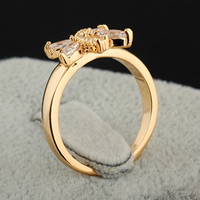Gets® палец кольцо, Латунь, Стрекоза, 18K золотым напылением, с кубическим цирконием, не содержит никель, свинец, 9mm, размер:7, продается PC