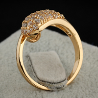 Anillo de dedo Gets®, metal, chapado en oro de 18 K, micro arcilla de zirconia cúbica, libre de níquel, plomo & cadmio, 10mm, tamaño:7, Vendido por UD
