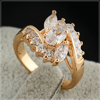 Gets® Finger Ring, Messing, 18 K vergoldet, mit kubischem Zirkonia, frei von Nickel, Blei & Kadmium, 12mm, Größe:7, verkauft von PC