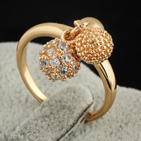 Gets® Finger Ring Brass 18K gold plated micro pave cubic zirconia nickel lead & cadmium free 8mm US Ring Sold By PC