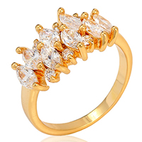 Gets® Finger Ring, Messing, 18 K vergoldet, mit kubischem Zirkonia, frei von Nickel, Blei & Kadmium, 10mm, Größe:7, verkauft von PC