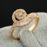 Gets® Finger Ring, Brass, 18K gold plated, with cubic zirconia, nickel, lead & cadmium free, 12mm, US Ring Size:7, Sold By PC