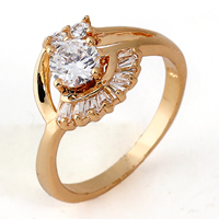 Gets® dedo anelar, cobre, banhado a ouro 18k, com zircônia cúbica, níquel, chumbo e cádmio livre, 10mm, tamanho:8, vendido por PC