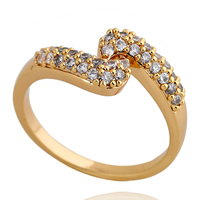 Gets® Finger Ring Brass 18K gold plated micro pave cubic zirconia nickel lead & cadmium free 10mm US Ring Sold By PC