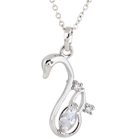 Gets® Jewelry Necklace Brass Animal platinum plated oval chain & with cubic zirconia nickel lead & cadmium free 25mm Sold Per Approx 18 Inch Strand