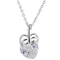 Gets® Jewelry Necklace Brass Leaf platinum plated oval chain & with cubic zirconia nickel lead & cadmium free Sold Per Approx 18 Inch Strand