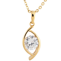 Gets® Jewelry Necklace, Brass, Horse Eye, 18K gold plated, oval chain & with cubic zirconia, nickel, lead & cadmium free, 25mm, Sold Per Approx 18 Inch Strand