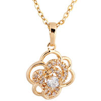 Gets® Jewelry Necklace Brass Flower 18K gold plated oval chain & with cubic zirconia nickel lead & cadmium free 20mm Sold Per Approx 18 Inch Strand