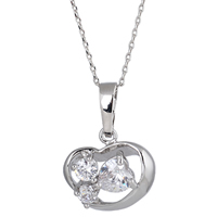 Gets® Jewelry Necklace Brass Heart platinum plated oval chain & with cubic zirconia nickel lead & cadmium free Sold Per Approx 18 Inch Strand