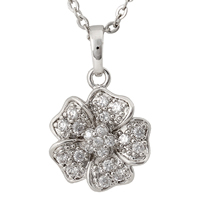 Gets® Jewelry Necklace Brass Flower platinum plated oval chain & with cubic zirconia nickel lead & cadmium free 21mm Sold Per Approx 18 Inch Strand
