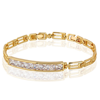 Gets® Jewelry Bracelet, Brass, 18K gold plated, with cubic zirconia, nickel, lead & cadmium free, 41x6.5mm, Sold Per Approx 8 Inch Strand