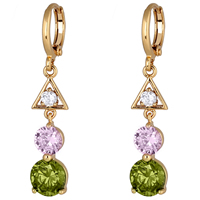 Gets® Jewelry Earring, Brass, 18K gold plated, with cubic zirconia, nickel, lead & cadmium free, 37x9x7mm, Sold By Pair