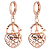 Gets® Jewelry Earring, Brass, Heart, real rose gold plated, nickel, lead & cadmium free, 36x14mm, Sold By Pair