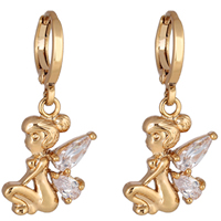 Gets® Jewelry Earring, Brass, Angel, 18K gold plated, with cubic zirconia, nickel, lead & cadmium free, 30x12mm, Sold By Pair