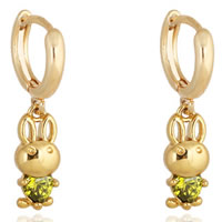 Gets® Jewelry Earring, Brass, Rabbit, 18K gold plated, with cubic zirconia, nickel, lead & cadmium free, 24mm, Sold By Pair