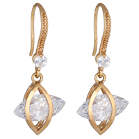 Gets® Jewelry Earring, Brass, 18K gold plated, with cubic zirconia, nickel, lead & cadmium free, 27x12mm, Sold By Pair