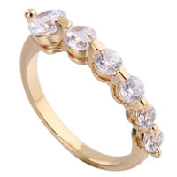Gets® Finger Ring, Brass, 18K gold plated, with cubic zirconia, nickel, lead & cadmium free, 3mm, US Ring Size:7, Sold By PC