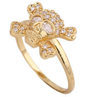 Gets® Finger Ring, Messing, Schädel, 18 K vergoldet, mit kubischem Zirkonia, frei von Nickel, Blei & Kadmium, 9mm, Größe:8, verkauft von PC