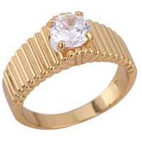 Gets® Finger Ring, Brass, 18K gold plated, with cubic zirconia, nickel, lead & cadmium free, 7mm, US Ring Size:8, Sold By PC