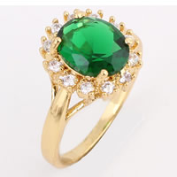 Gets® Finger Ring, Messing, 18 K vergoldet, mit kubischem Zirkonia, frei von Nickel, Blei & Kadmium, 10mm, Größe:7, verkauft von PC