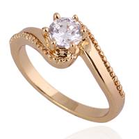 Gets® Finger Ring, Brass, 18K gold plated, with cubic zirconia, nickel, lead & cadmium free, 5mm, US Ring Size:7, Sold By PC