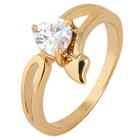 Gets® палец кольцо, Латунь, 18K золотым напылением, с кубическим цирконием, не содержит никель, свинец, 5mm, размер:7, продается PC