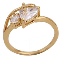 Gets® Finger Ring, Messing, 18 K vergoldet, mit kubischem Zirkonia, frei von Nickel, Blei & Kadmium, 7mm, Größe:8, verkauft von PC
