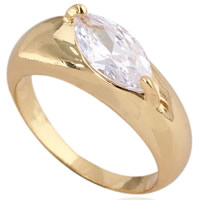 Gets® палец кольцо, Латунь, 18K золотым напылением, с кубическим цирконием, не содержит никель, свинец, 7mm, размер:7, продается PC