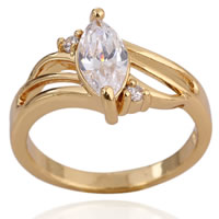 Gets® dedo anelar, cobre, banhado a ouro 18k, com zircônia cúbica, níquel, chumbo e cádmio livre, 6mm, tamanho:7, vendido por PC