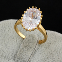 Gets® палец кольцо, Латунь, 18K золотым напылением, с кубическим цирконием, не содержит никель, свинец, 15mm, размер:7, продается PC